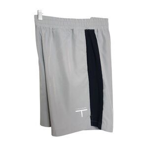 Tahari Mens Athletic Shorts L Gray & Black Elastic Waist Sportswear Athletic